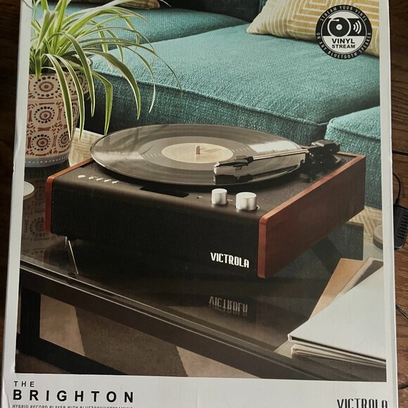 Victrola Brighton Dual Bluetooth Turntable Record Player - Mahogony (VTA-71-MAH) - Picture 1 of 3
